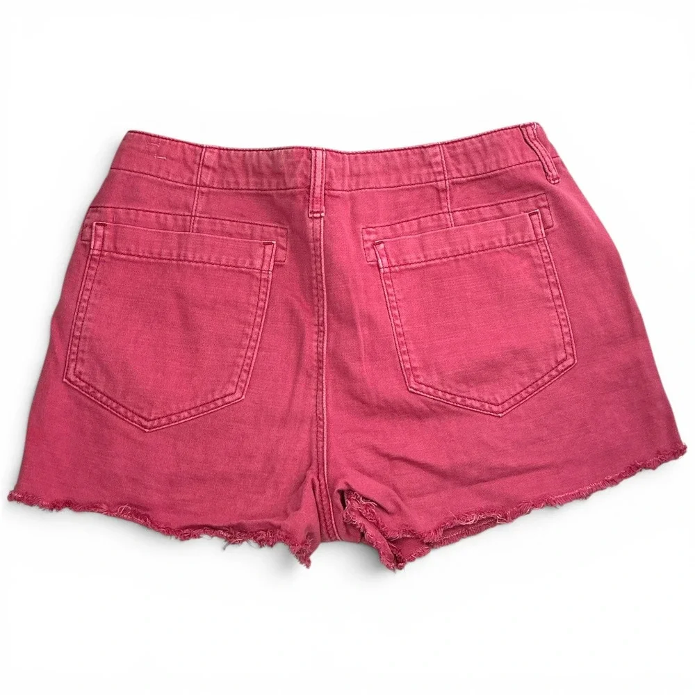 American Eagle Pink Shorts Womens Size 8 Button Fly Raw Hem Patch Pocket 5098